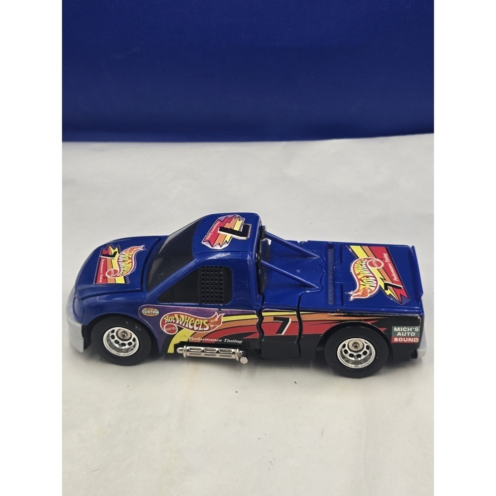 2000 Hot Wheels Crashers Race Truck #7 Tested Works vintage blue